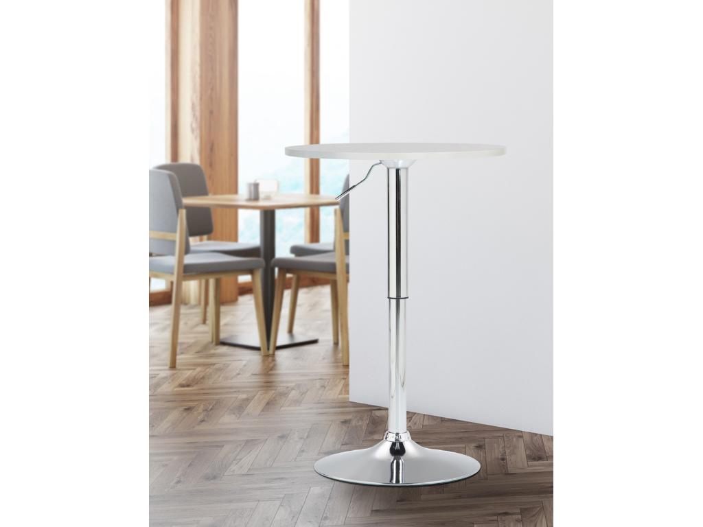 Table haute - ronde 60 cm - Bois - Blanc - Artvivrestore 78603TVSD