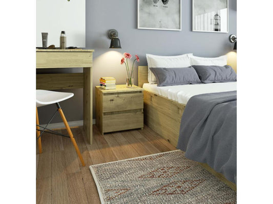 Table de chevet Bois MDF Maisonpuretop 40x35x40 cm 2 tiroirs 30x30 cm 03277JFER