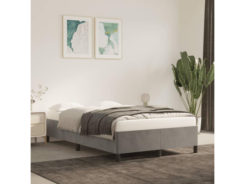 Cadre de lit gris clair 120x190 cm velours 02769AIXJ