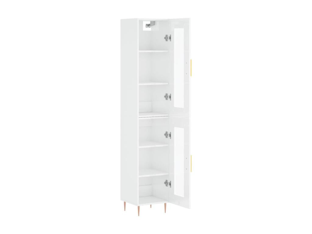 Buffet haut Blanc brillant 34,5x34x180 cm Bois d'ingénierie 92105SLFP