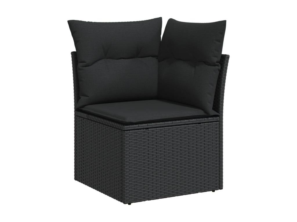 Salon de jardin 6 pcs avec coussins noir résine tressée 34780CAAF