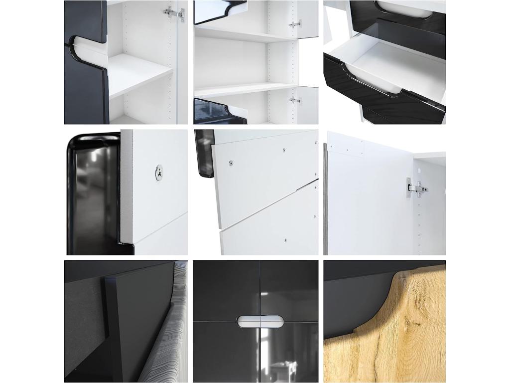 Ensemble de Meubles de Bureau Corps en Noir Mat/Façades en Gris Clair satiné Mat 71503HIOX