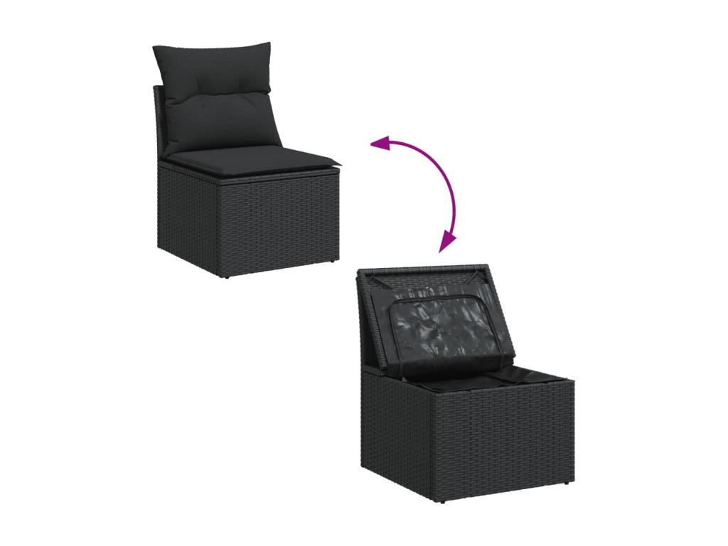 Salon de jardin 4 pcs avec coussins noir résine tressée 12142ZLJY