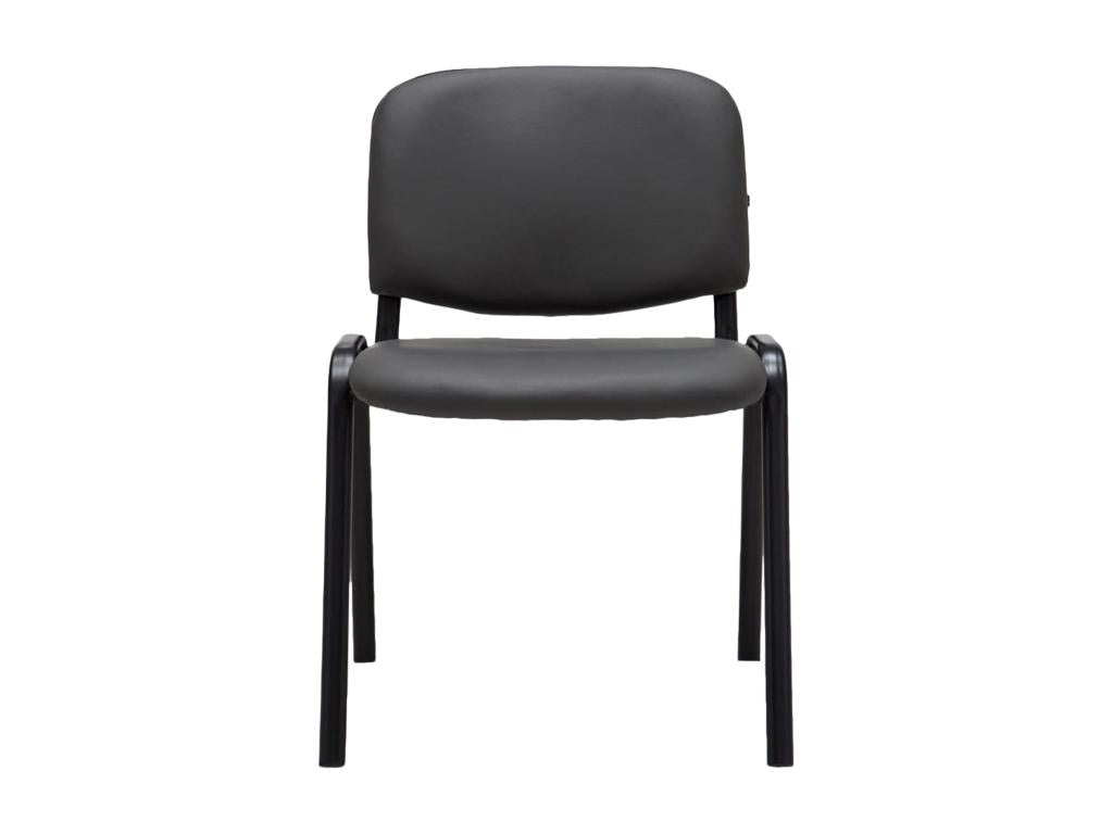 Chaise de salle à manger - Similicuir / Métal noir mat - Gris - Maisonpuretop 37853CAKP