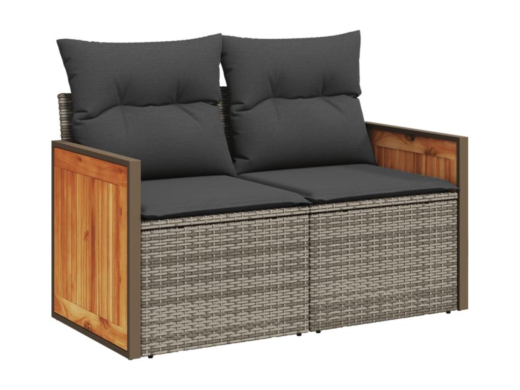 Salon de jardin 9 pcs avec coussins gris résine tressée 44476ZXGI