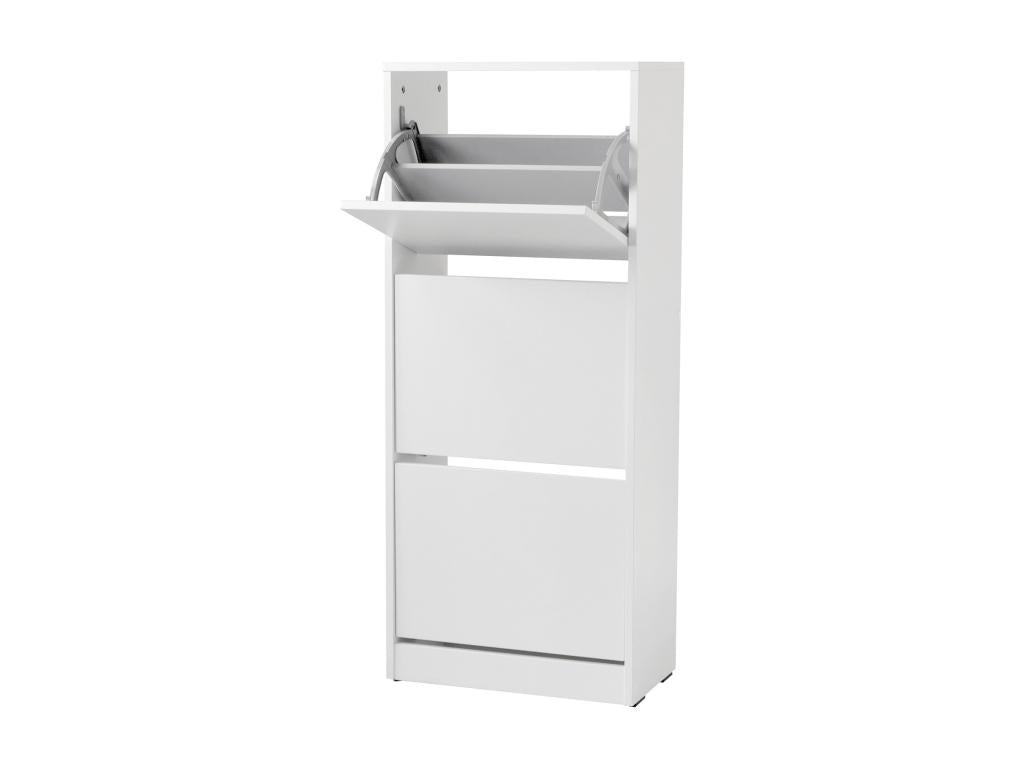 Armoire à chaussures meuble à chaussures avec 3 portes abattantes coloris blanc 55779QZBS