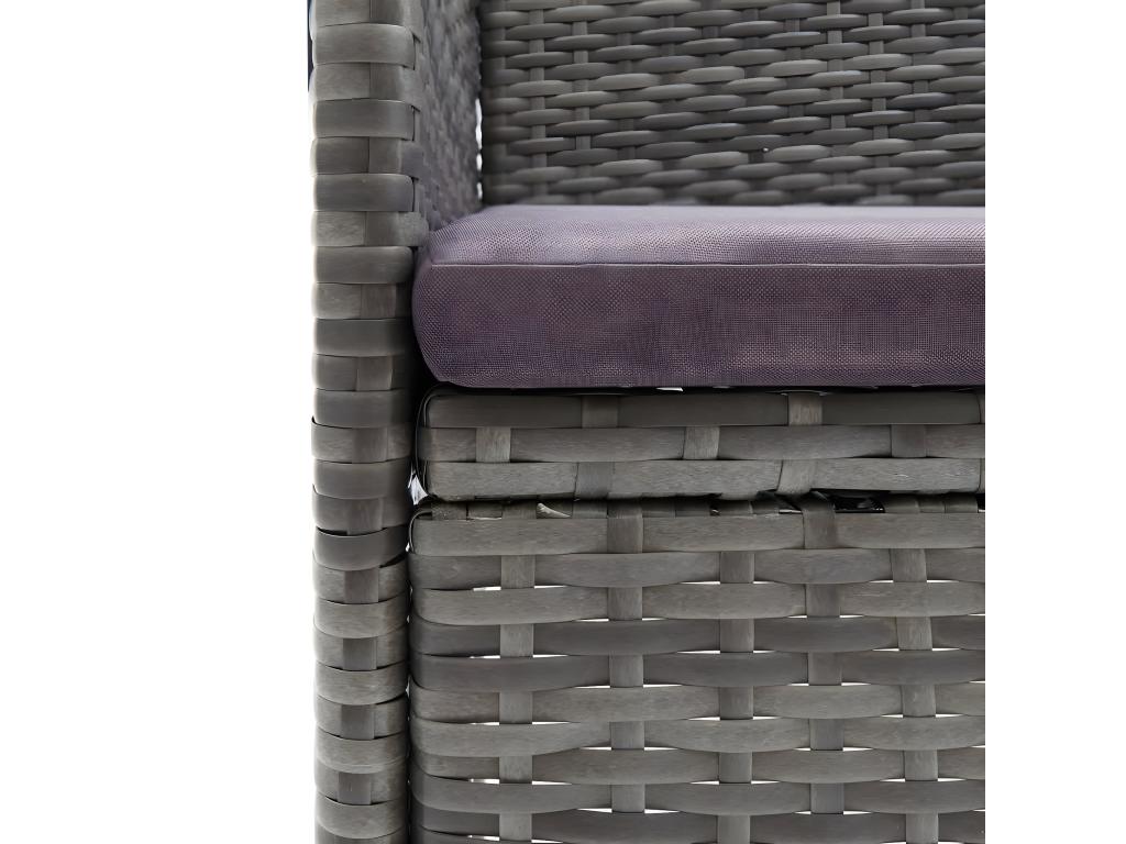 Mobilier à dîner de jardin et coussins 7pcs Résine tressée Gris 3 39006XLVL