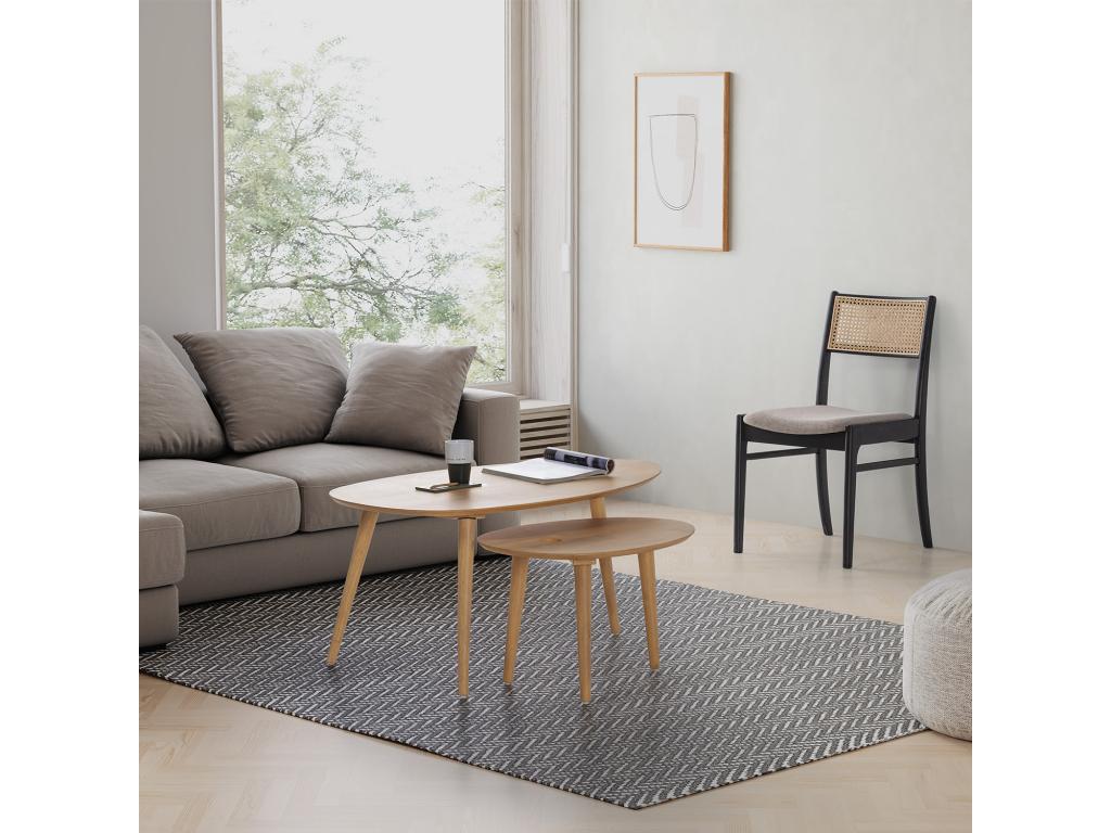 Pack de 2 chaises Maisonpuretop Couleur Noir Wash Bois Massif et Rotin naturel 44002XSZF