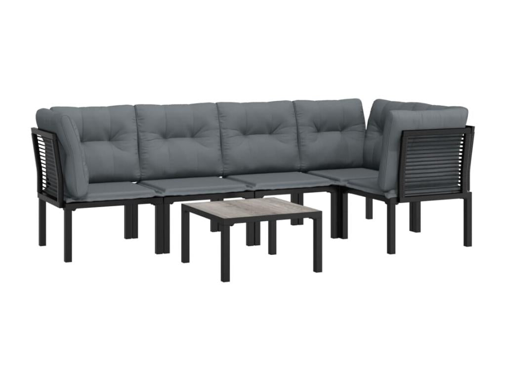 Salon de jardin 6 pcs noir et gris résine tressée 06992JNMX