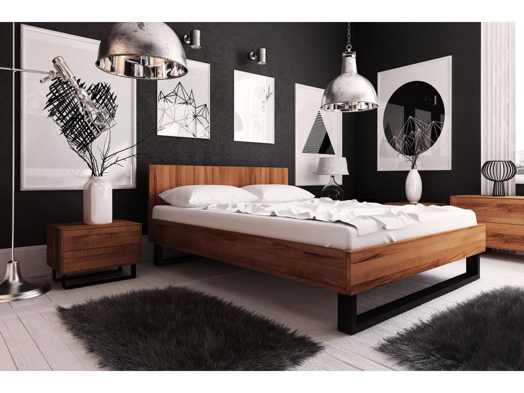 Artvivrestore - Lit 180x220 avec tête de lit en bois de coeur de hêtre huilé naturel 81035IMJE