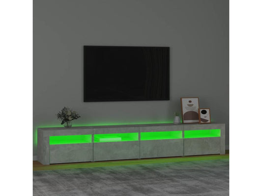 Meuble TV avec Maisonpuretop LED Gris béton 240x35x40 cm 49764UOBR