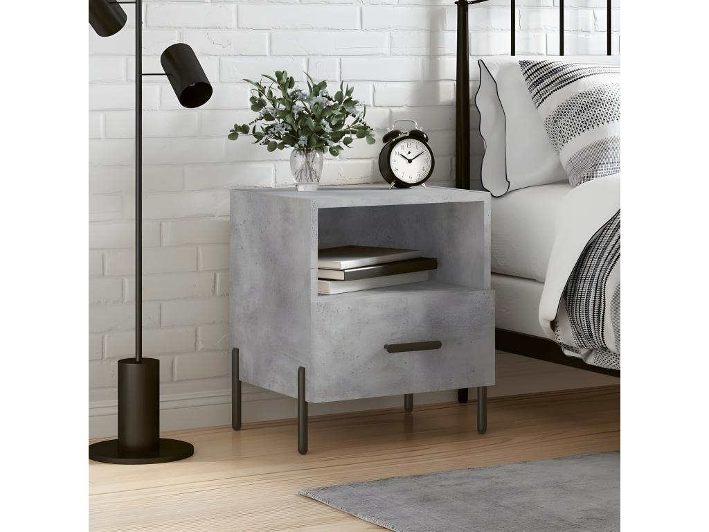 Table de chevet gris béton 40x35x47,5 cm bois d'ingénierie 04730RJSR