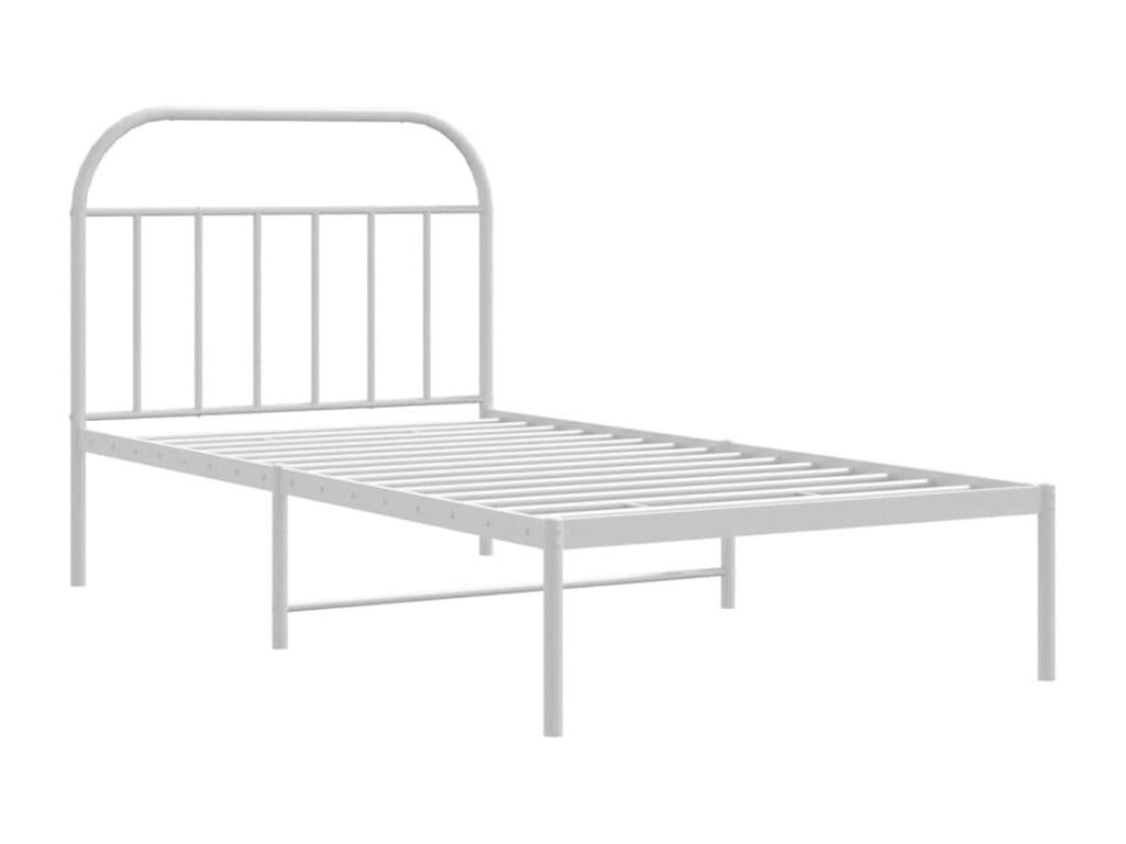 Cadre de lit métal sans matelas et tête de lit blanc 100x190 cm 82295OUBK