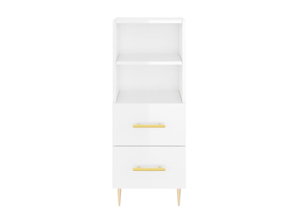 Buffet haut Blanc brillant 34,5x34x180 cm Bois d'ingénierie 41878GJFR