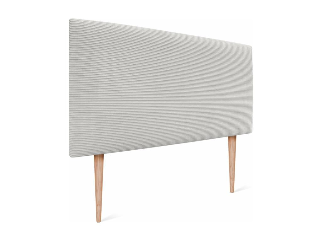 Artvivrestore Tête de Lit Velours Côtelé Uni 135x115 avec Pieds de Lit 120/135/140 - Blanc Os 13450TPNK