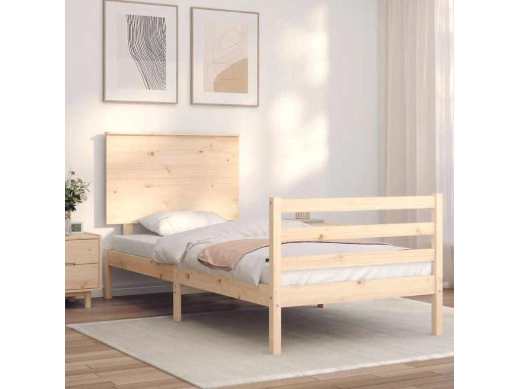 Cadre de lit sans matelas 100x200 cm bois massif 83064HESO