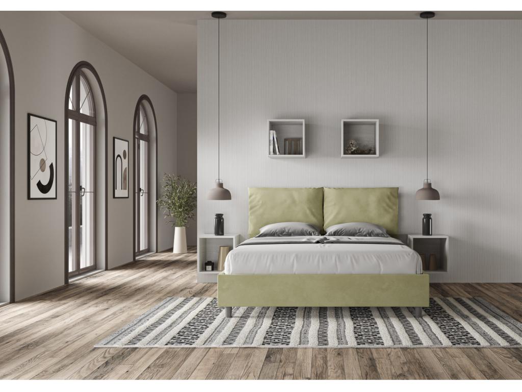 Lit adulte moderne avec coussins rembourrés microfibre Artvivrestore-Couleur Jaune Artvivrestore-80x190-Option Avec coffre 71480FYWE