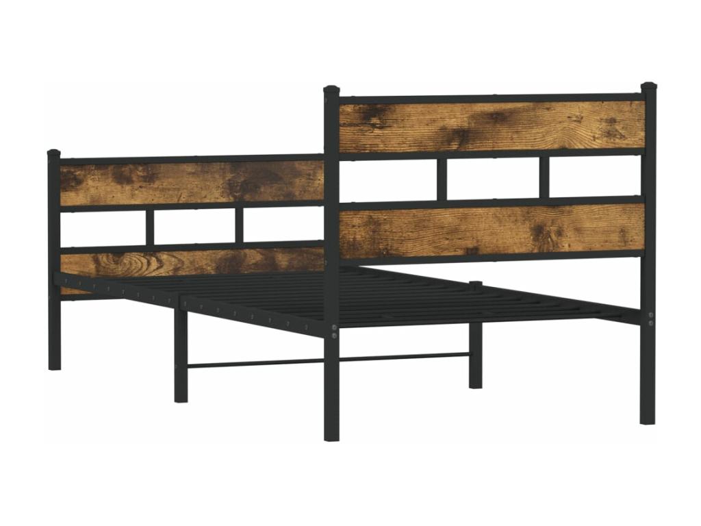Cadre de lit en métal sans matelas chêne fumé 90x190 cm 96246XIPB