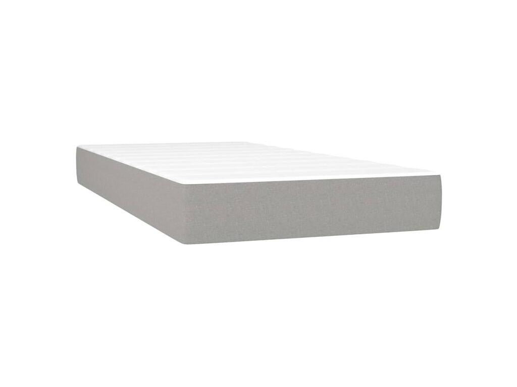 Sommier à Maisonpuretop de lit et matelas Gris clair 90x190 Tissu 06943AYZH