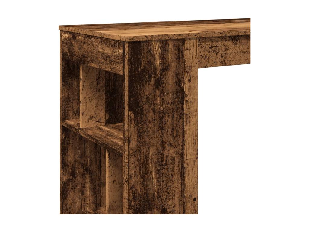 Table de bar avec étagères vieux bois bois d'ingénierie 45003MBZH