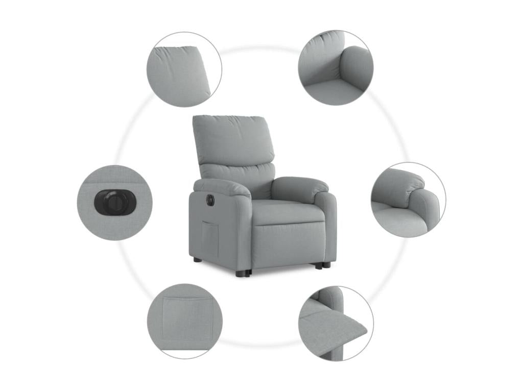 Fauteuil inclinable électrique gris clair tissu 01880MISP