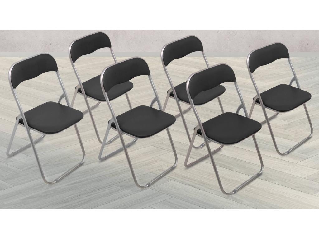 Lot de 6 chaises pliantes Maisonpuretop Fauteuil gain de place Chaise invité Siège de réMaisonpuretop en simili cuir 43x47h80 cm Noir 89867MMYW