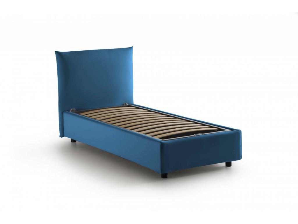 Lit simple Artvivrestore Lit coffre avec revêtement en tissu Made in Italy Ouverture frontale avec matelas 80x190 cm inclus Bleu 63258FGMZ
