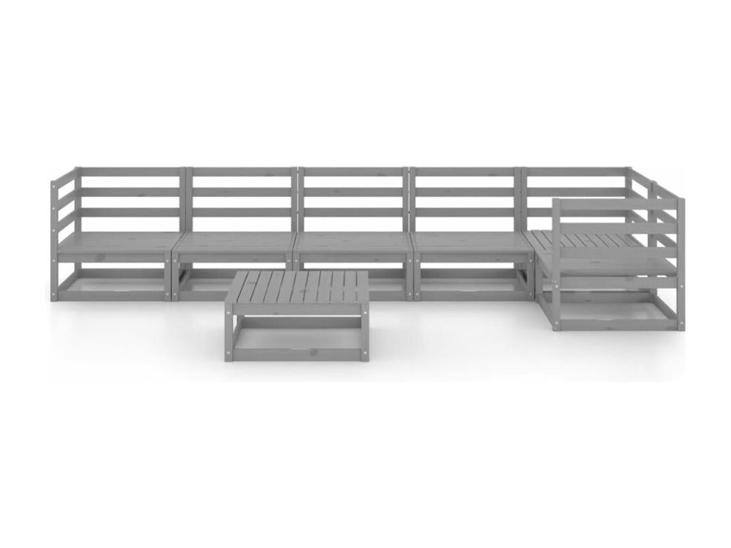 Salon de jardin 7 pièces gris bois de pin massif 28484OHLJ