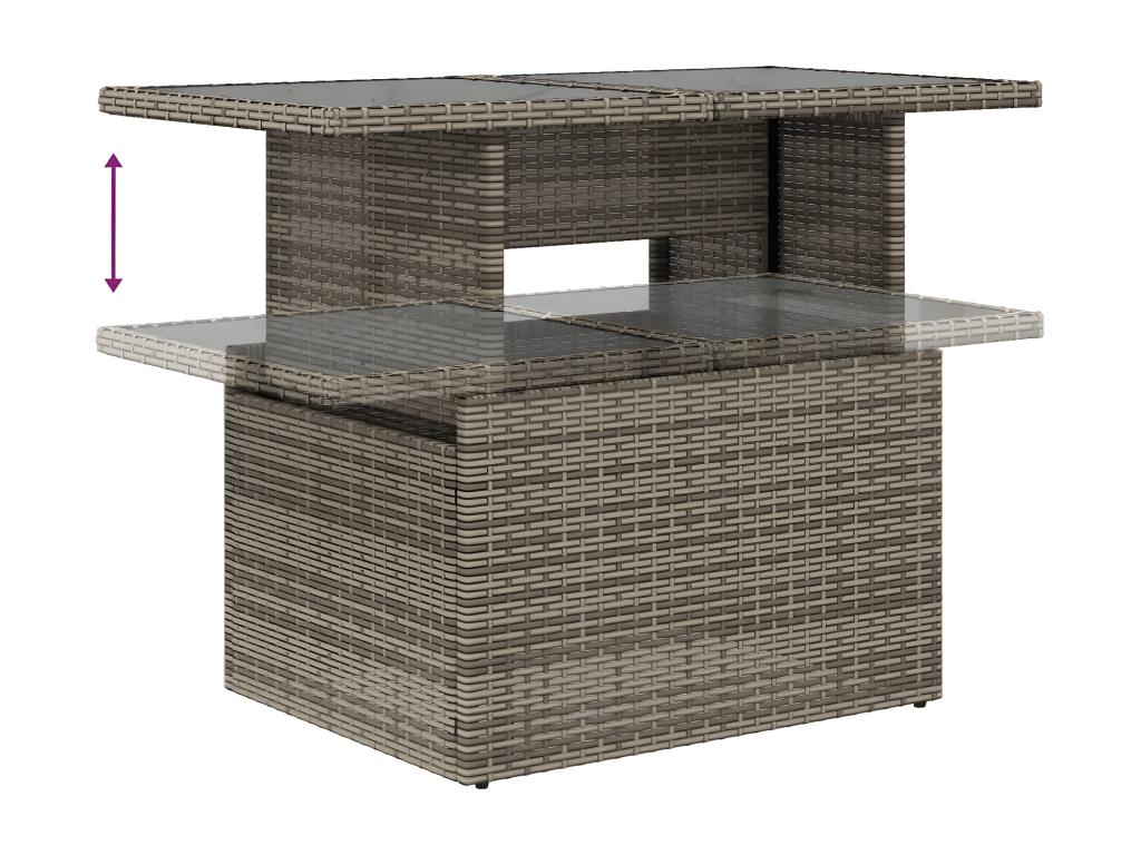 Salon de jardin 5 pièces avec coussins gris résine tressée 07911EDFI