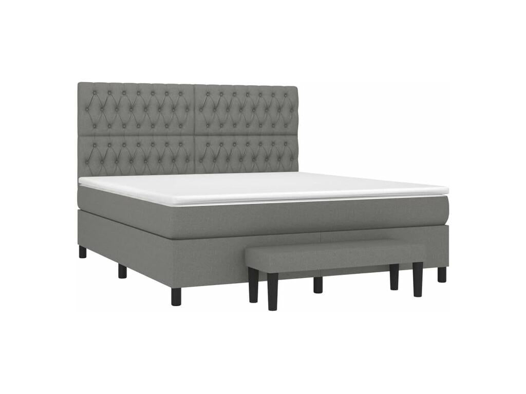 Sommier à Maisonpuretop de lit avec matelas Gris foncé 180x200 Tissu 24368XCXS
