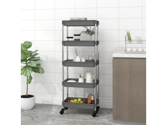 Chariot de cuisine 5 niveaux Gris 42x29x128 cm Fer et ABS 76318QJZW