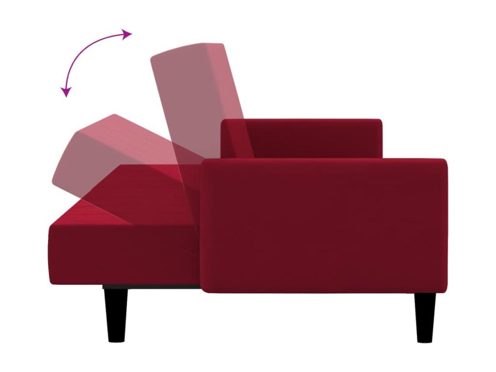Canapé-lit 2 places rouge bordeaux velours 79466ZQPO
