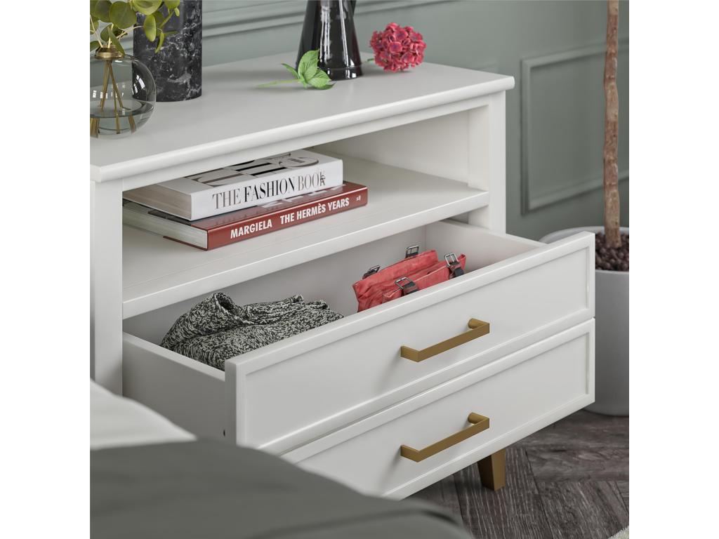Westerleigh - Table de nuit avec 2 tiroirs et 1 étagère en blanc 92277NLCO