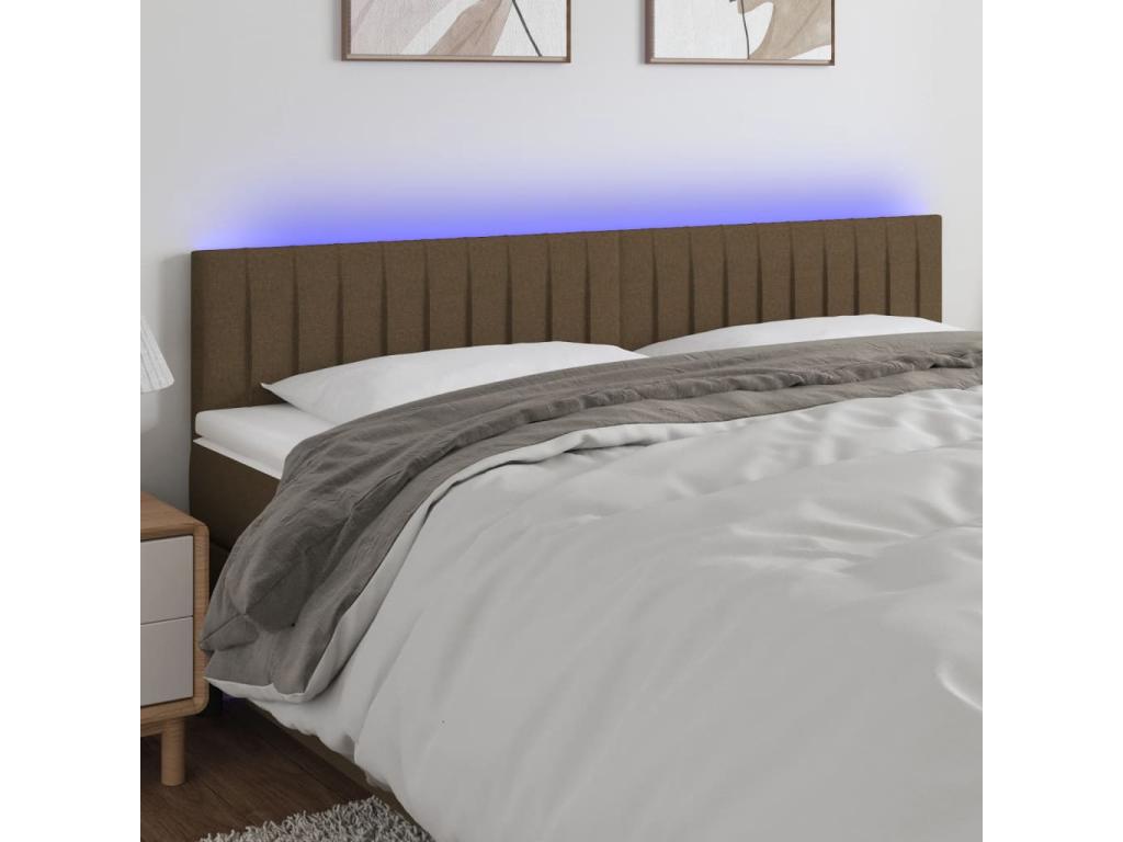 Tête de lit à LED Marron Foncé 160x5x78/88 cm Tissu 26876GRLF