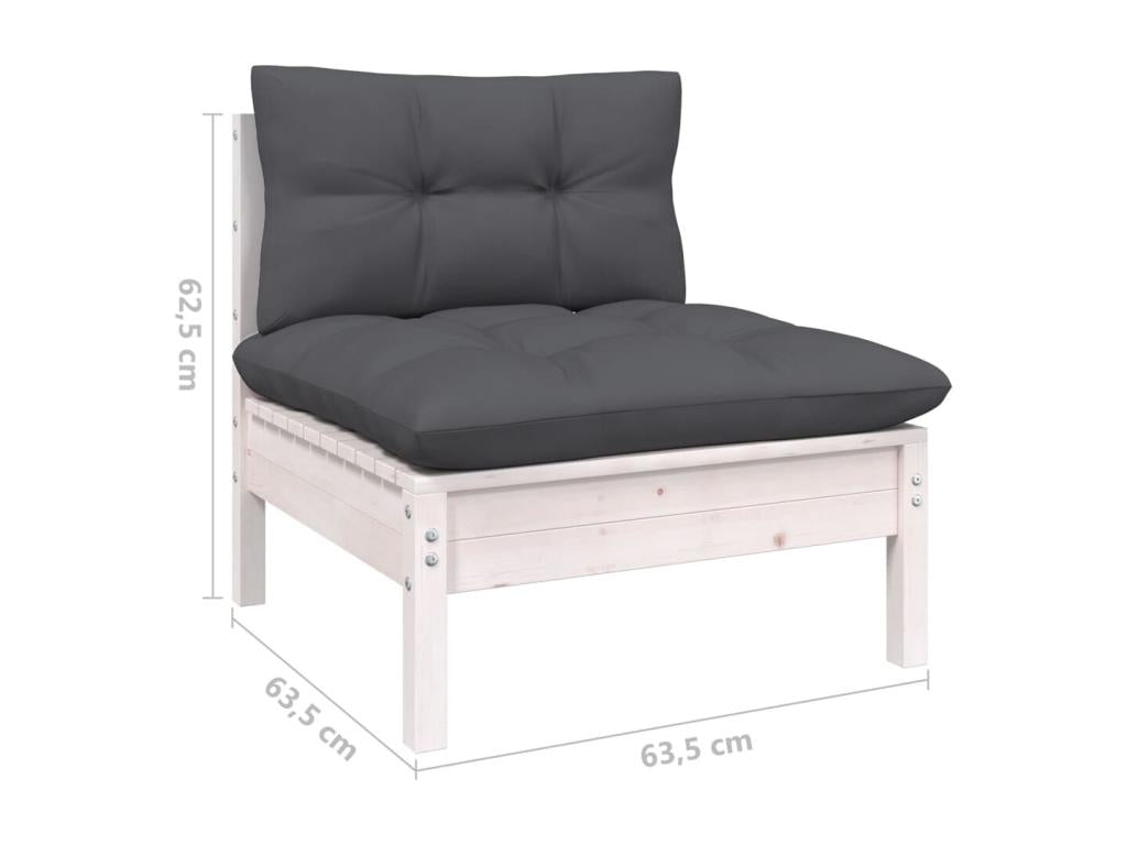 Salon de jardin 10 pcs avec coussins blanc bois de pin massif 16840DLLJ