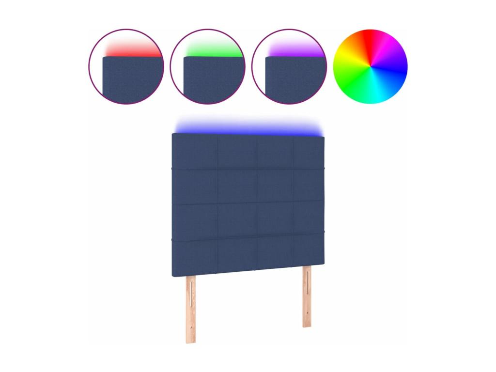 Tête de lit à LED Bleu 100x5x118/128 cm Tissu 35902BTWW