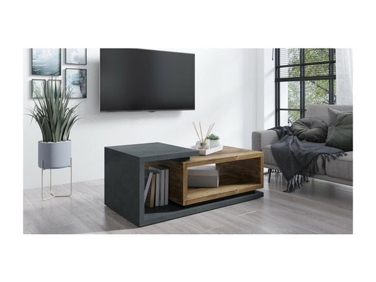 Table basse design collection Maisonpuretop- Coloris gris et chêne foncé- Style design 93934NTSV