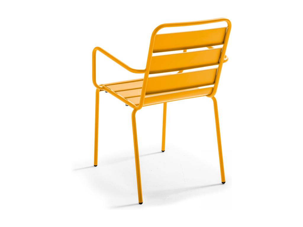 Ensemble table de jardin et 4 fauteuils en métal jaune - Maisonpuretop 48730CGAI