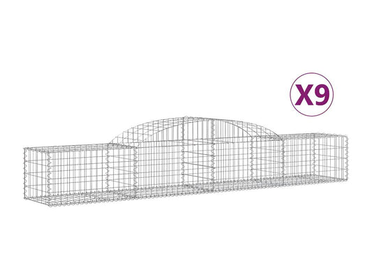 Paniers à gabions arqués 9 pièces 300x50x40/60 cm fer galvanisé 79208RVYG