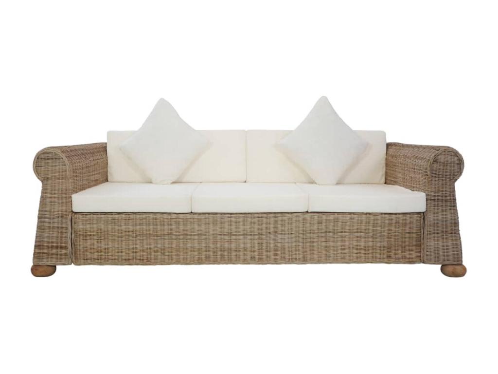 Canapé à 3 places avec coussins Rotin naturel 97444FFNA