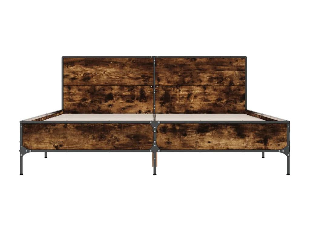 Cadre de lit chêne fumé 140x190 cm bois d'ingénierie et métal 23352HJWQ