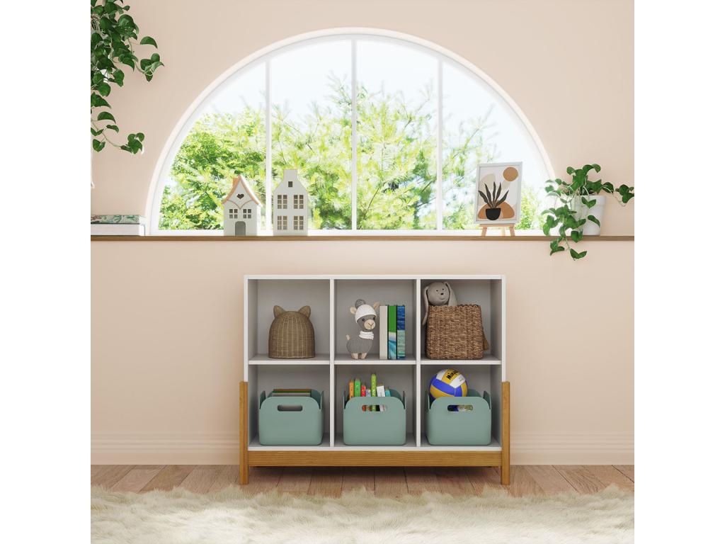 Etagère 6 cubes horizontaux panneaux de fibres blanc et noisette Maisonpuretop 82088BPYK