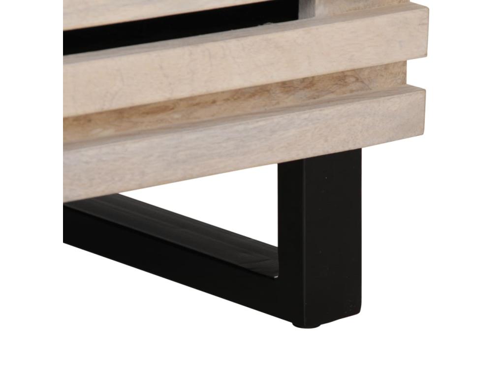 Table de chevet 40x34x46 cm bois de manguier massif blanc 86520XVEP