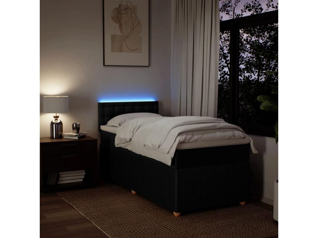 Sommier à Maisonpuretop de lit avec matelas Noir 90x200 cm Tissu 94354RPDV