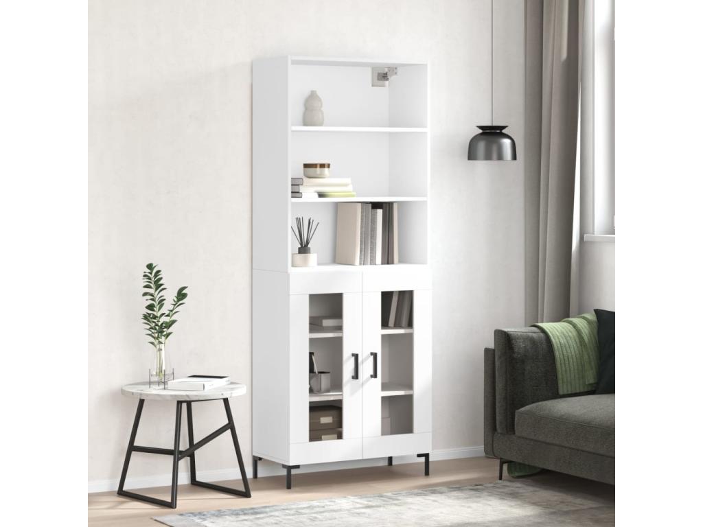 Buffet haut Blanc 69,5x34x180 cm Bois d'ingénierie 44174DIRD