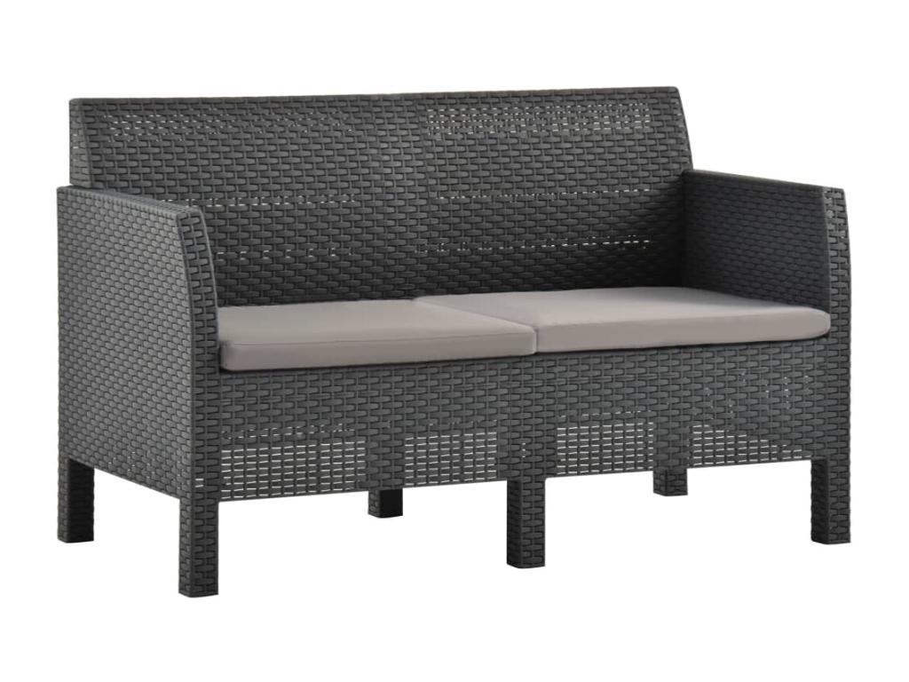 Salon de jardin 4 pcs avec coussins PP Rotin Anthracite 91549XEVW
