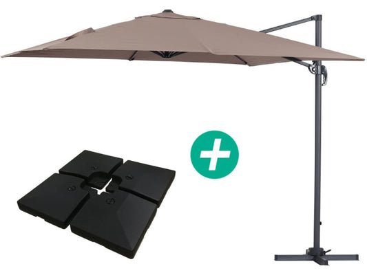 Parasol de jardin déporté Alu Sun 3 - Carré - 3x3 m - Maisonpuretop - Dalles incluses 54512IJYG