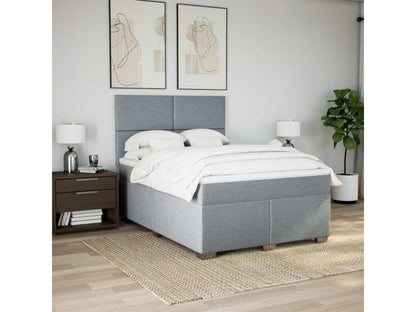 Sommier à Maisonpuretop de lit avec matelas Gris clair 140x200cm Tissu 84668GBDR