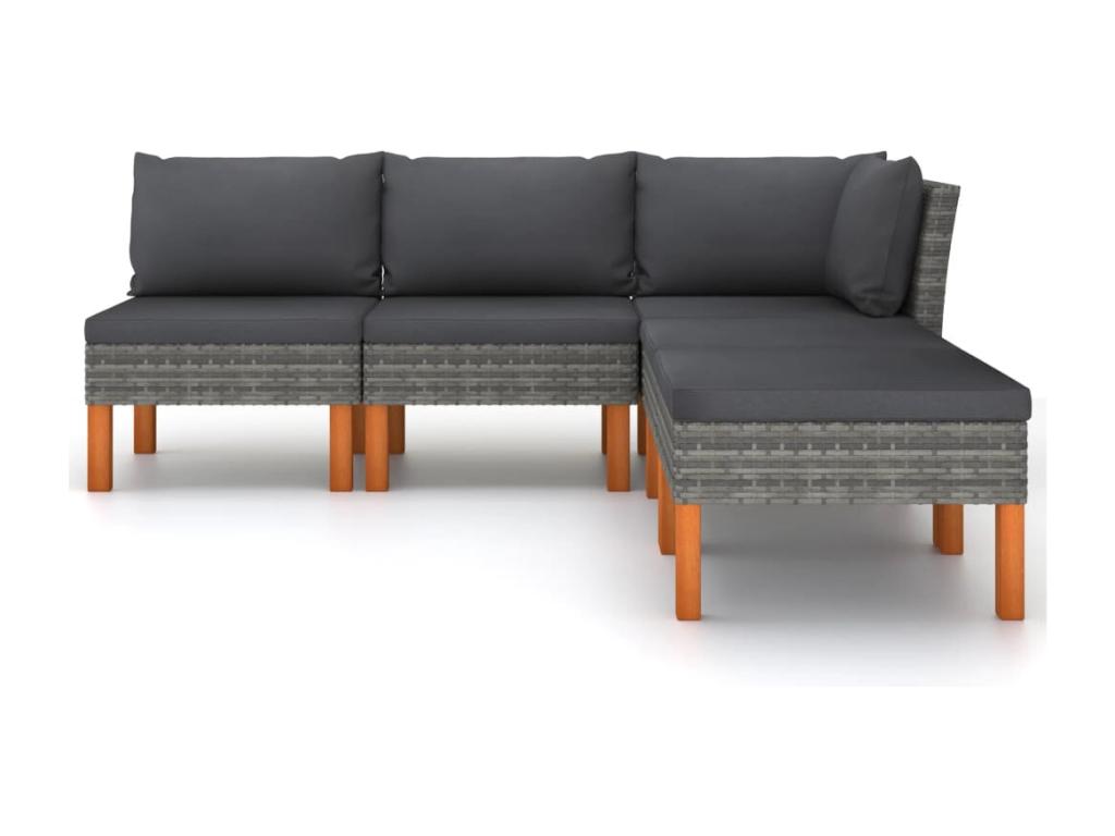 Salon de jardin 5 pièces avec coussins Résine tressée Gris 56541BBHC