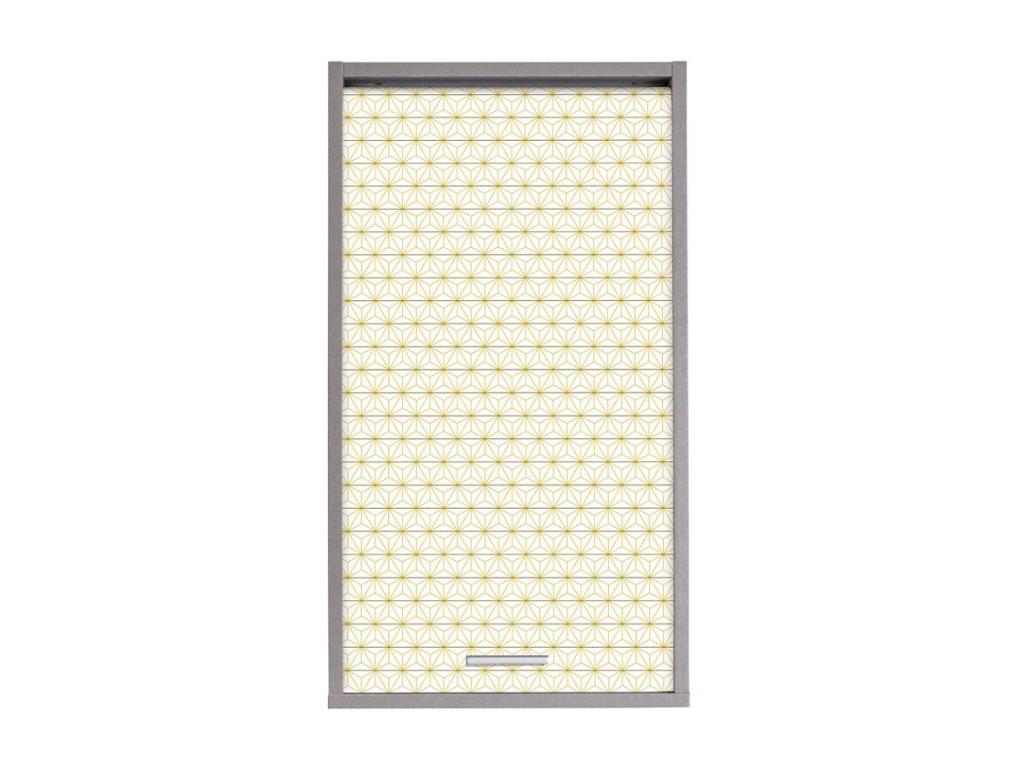 Meuble mural de cuisine gris à rideau étoiles jaunes Maisonpuretop L 40 x H 72cm 11237JFGC